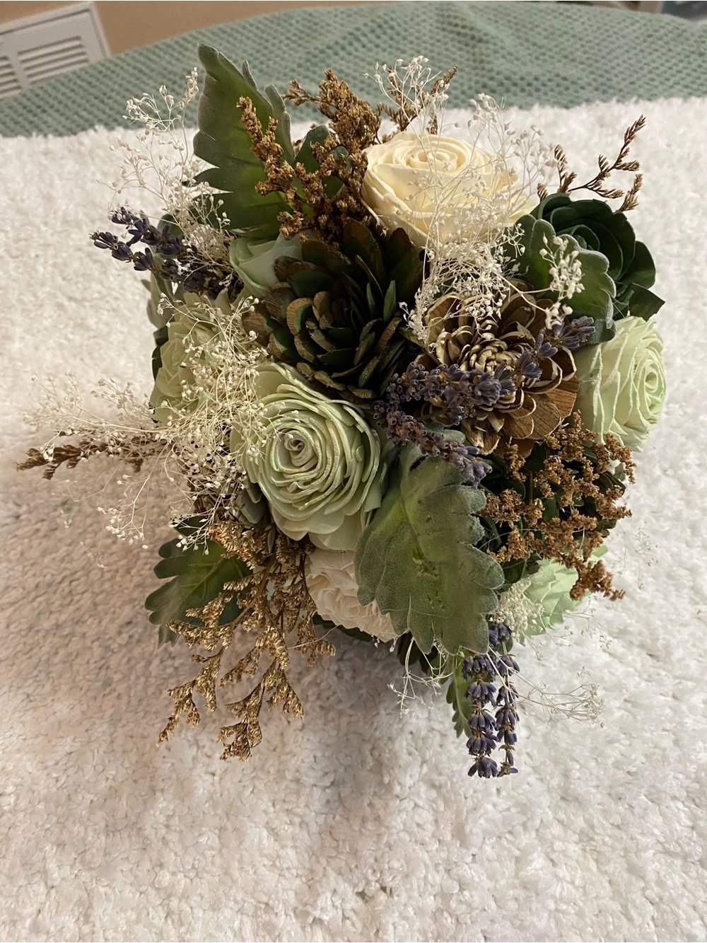 Green and Cream Bridesmaid Faux Floral Bouquet
